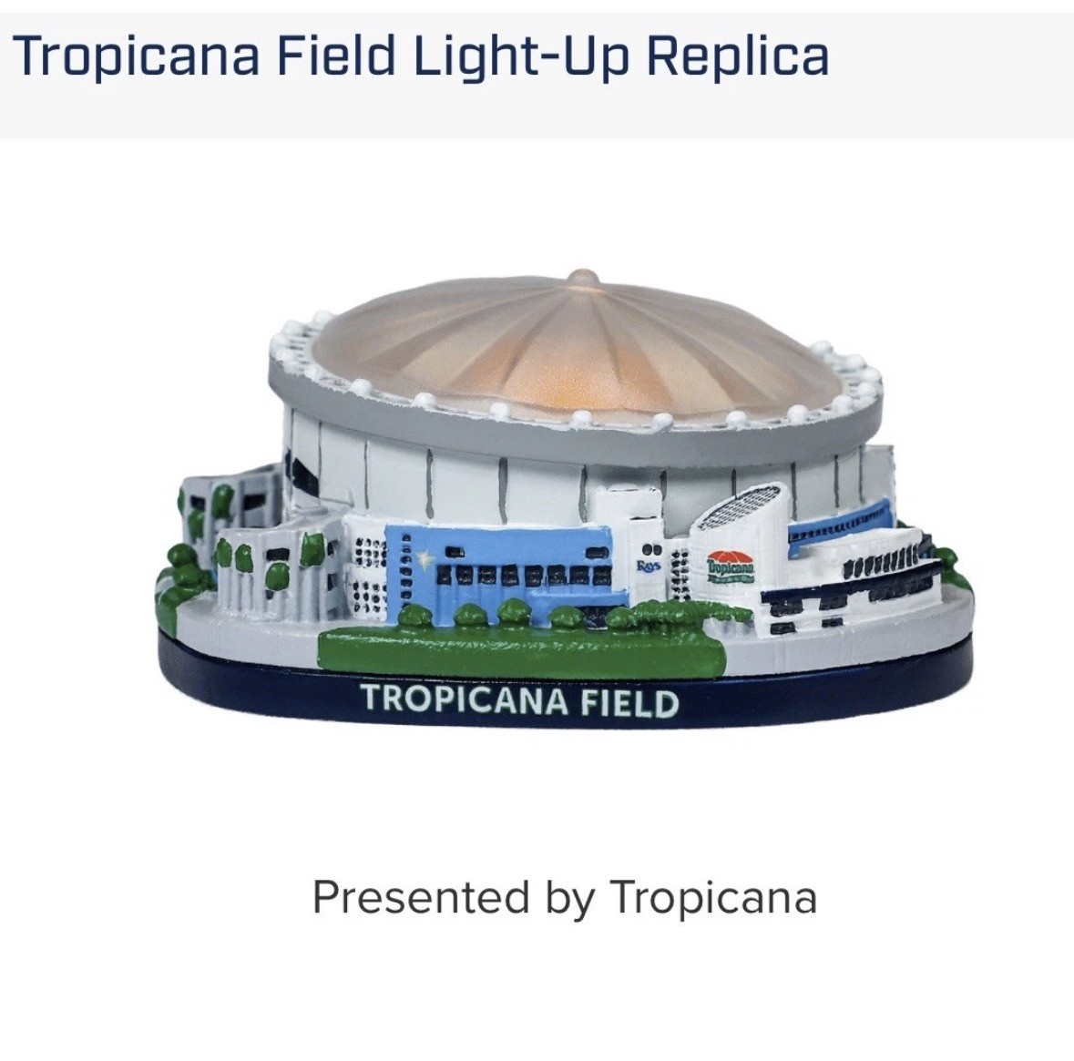 Tampa Bay Rays Tropicana Field Light Up Replica Stadium SGA 5/2/26