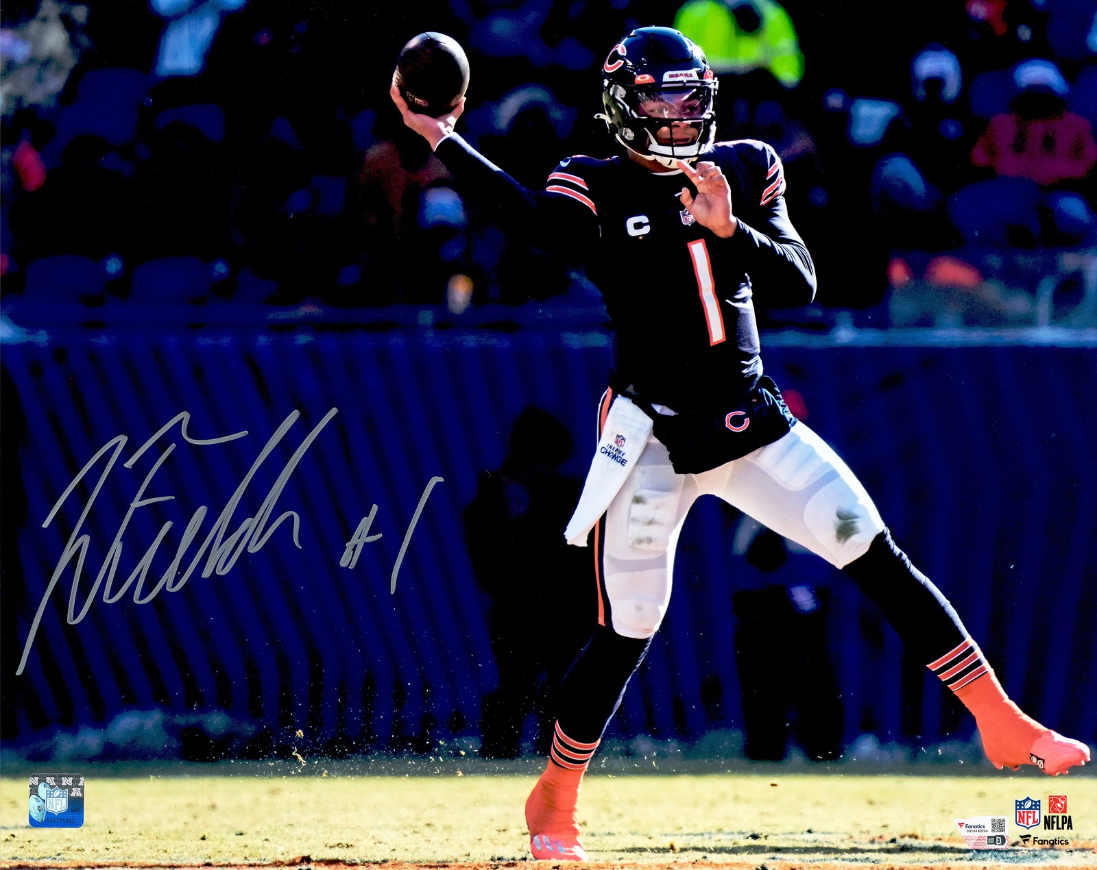 Justin Fields Autographed Signed 16×20 Photo Chicago Bears Fanatics Holo