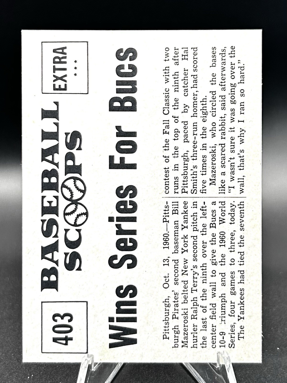 1961 Nu-Cards Baseball Scoops – Bill Mazeroski #403 (EX)