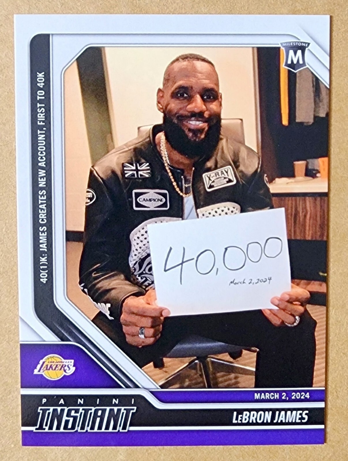 2023-24 Panini Instant Lebron James First to 40K Points #391 Milestone 3/2/2024