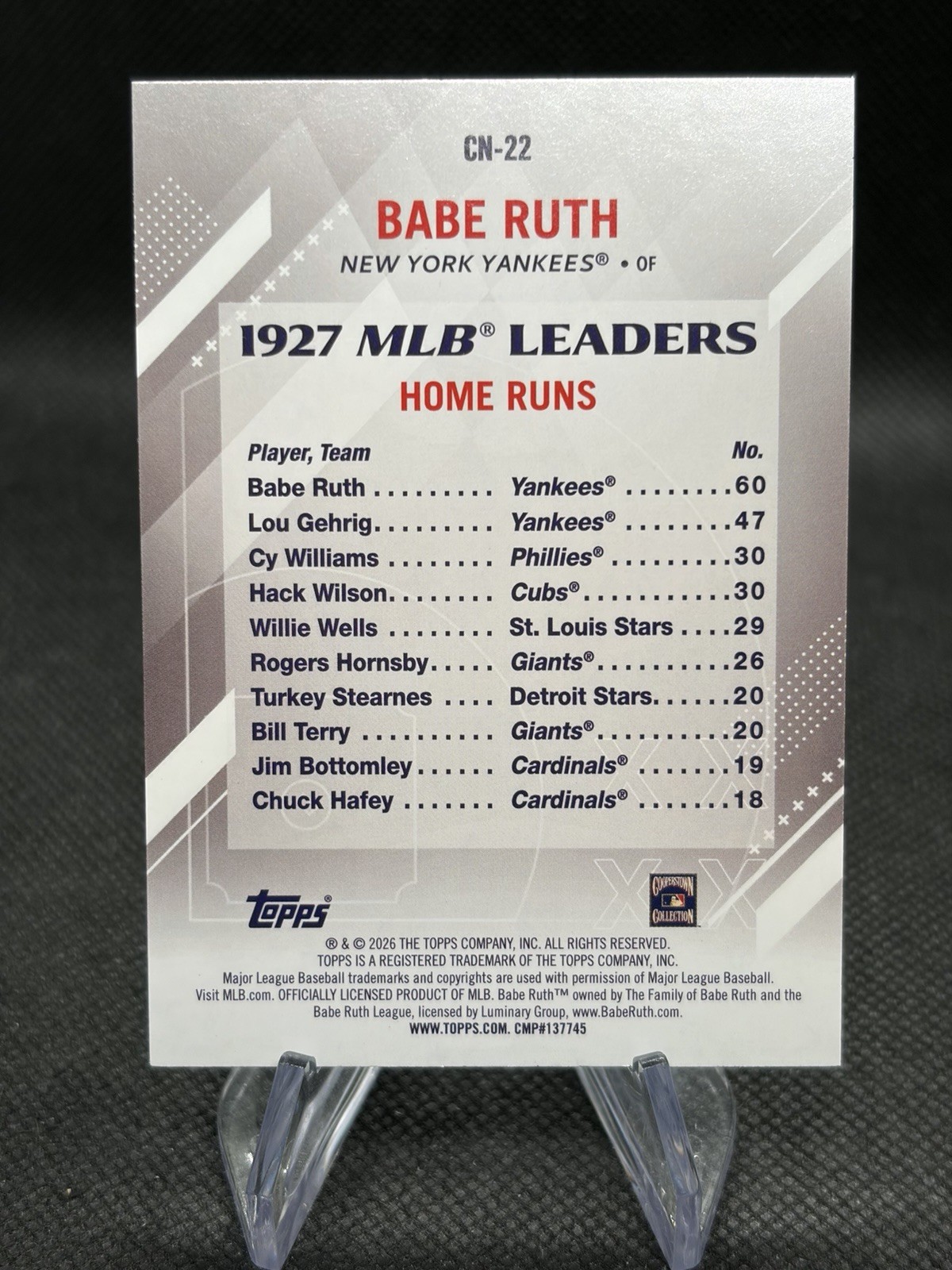 2026 Topps Series 2 Babe Ruth Crooked Numbers Pink SP #CN-22 1:1,375 Packs