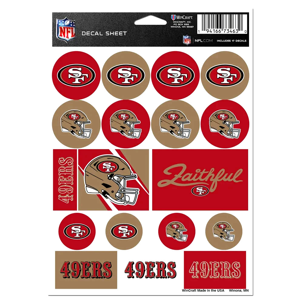 San Francisco 49ers NFL Vinyl Die-Cut Sticker Set / Decal Sheet *Free Shipping