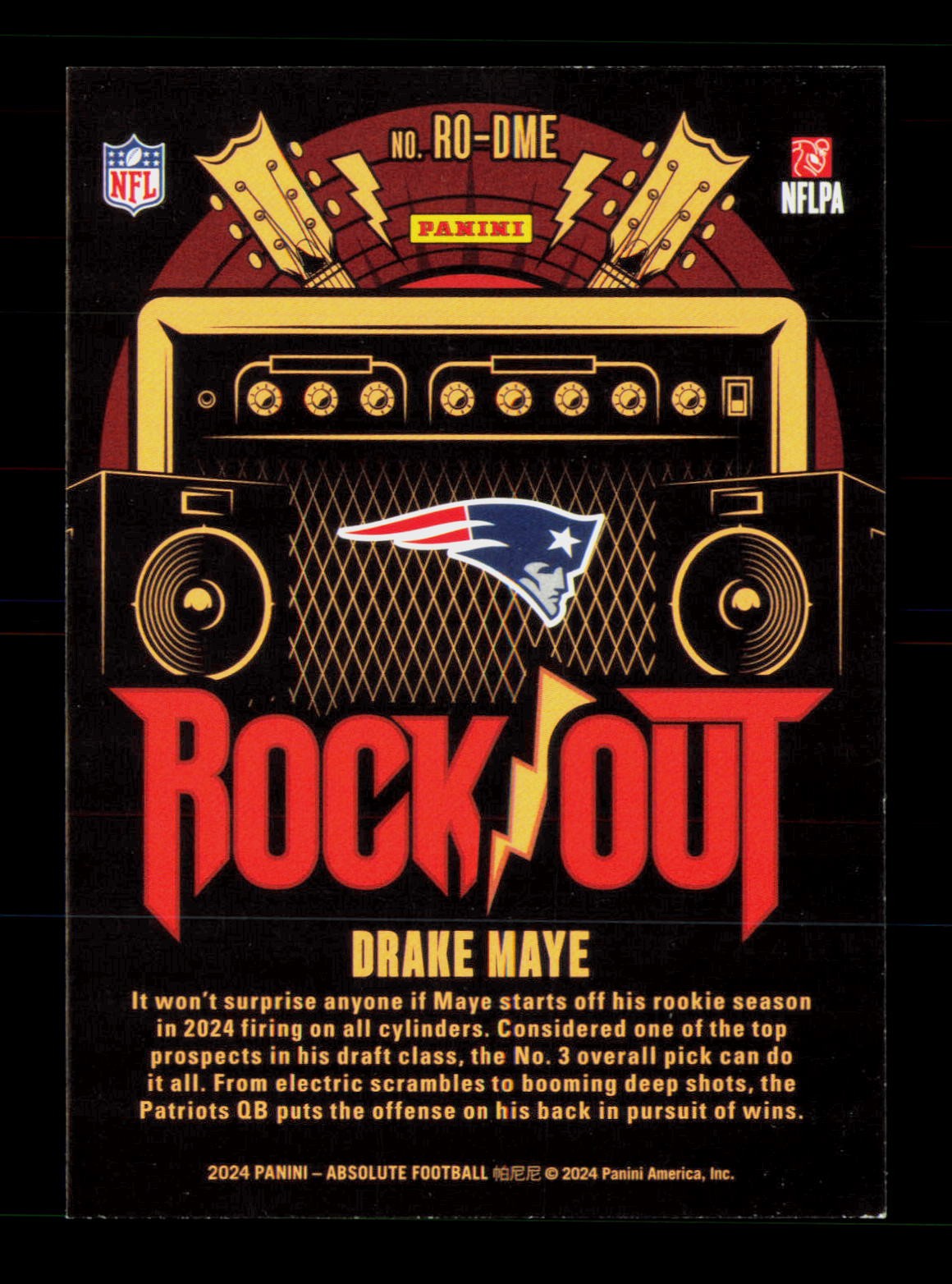 2024 Panini Absolute #RO-DME Drake Maye Rock Out