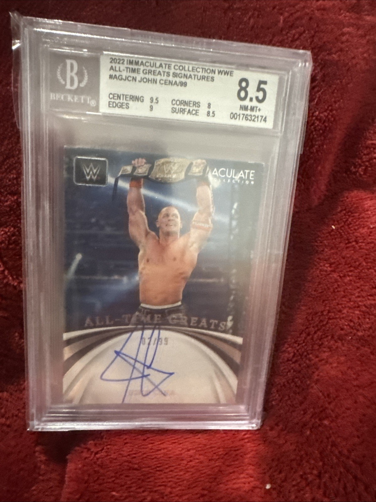 2022 JOHN CENA IMMACULATE COLLECTION WWE ALL-TIME GREATS SIGNATURES AUTO 2/99