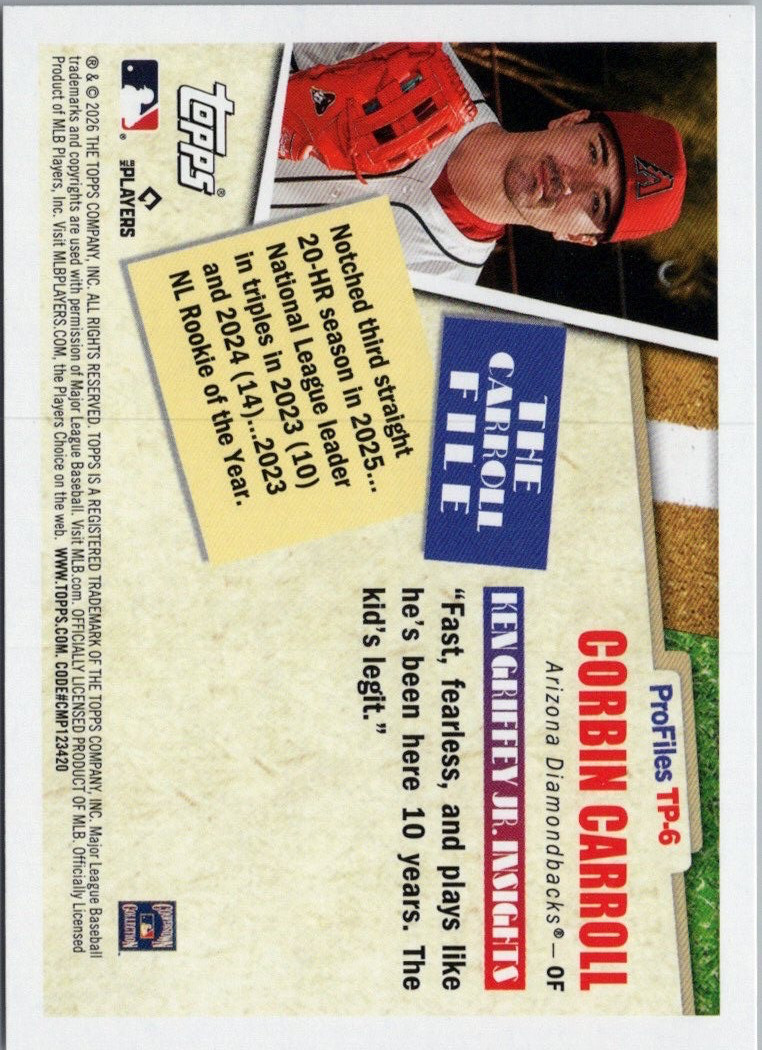 2026 Topps Profiles #TP6 Corbin Carroll Arizona Diamondbacks