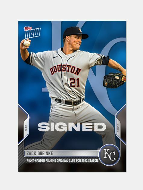 2022 Topps Now Zack Greinke Royals Signed #ST-7 Limited Ed. Low Print Run of 315