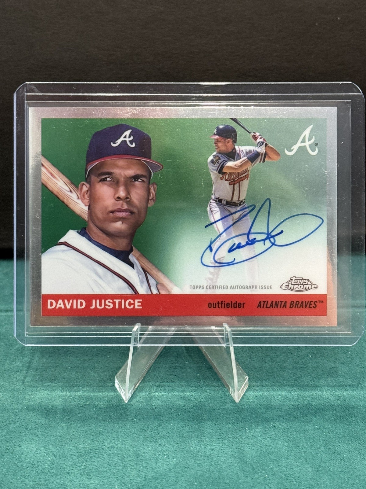 David Justice 2025 Topps Chrome Platinum Auto Autograph Atlanta Braves On Card