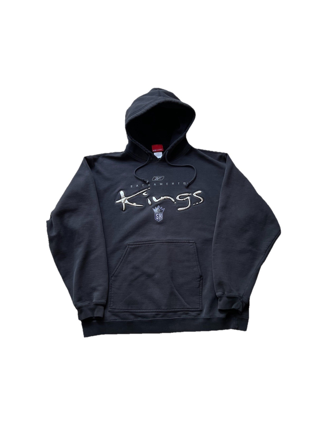 VTG Reebok Sacramento Kings Black Bubble Print Pullover Hoodie Size Large
