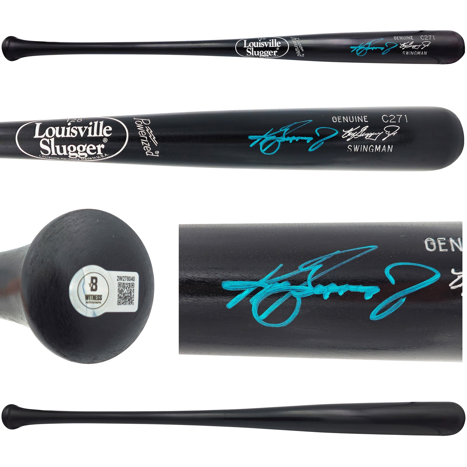 Ken Griffey Jr Auto Black L Slugger Player Model C271 Swingman Baseball Bat BAS