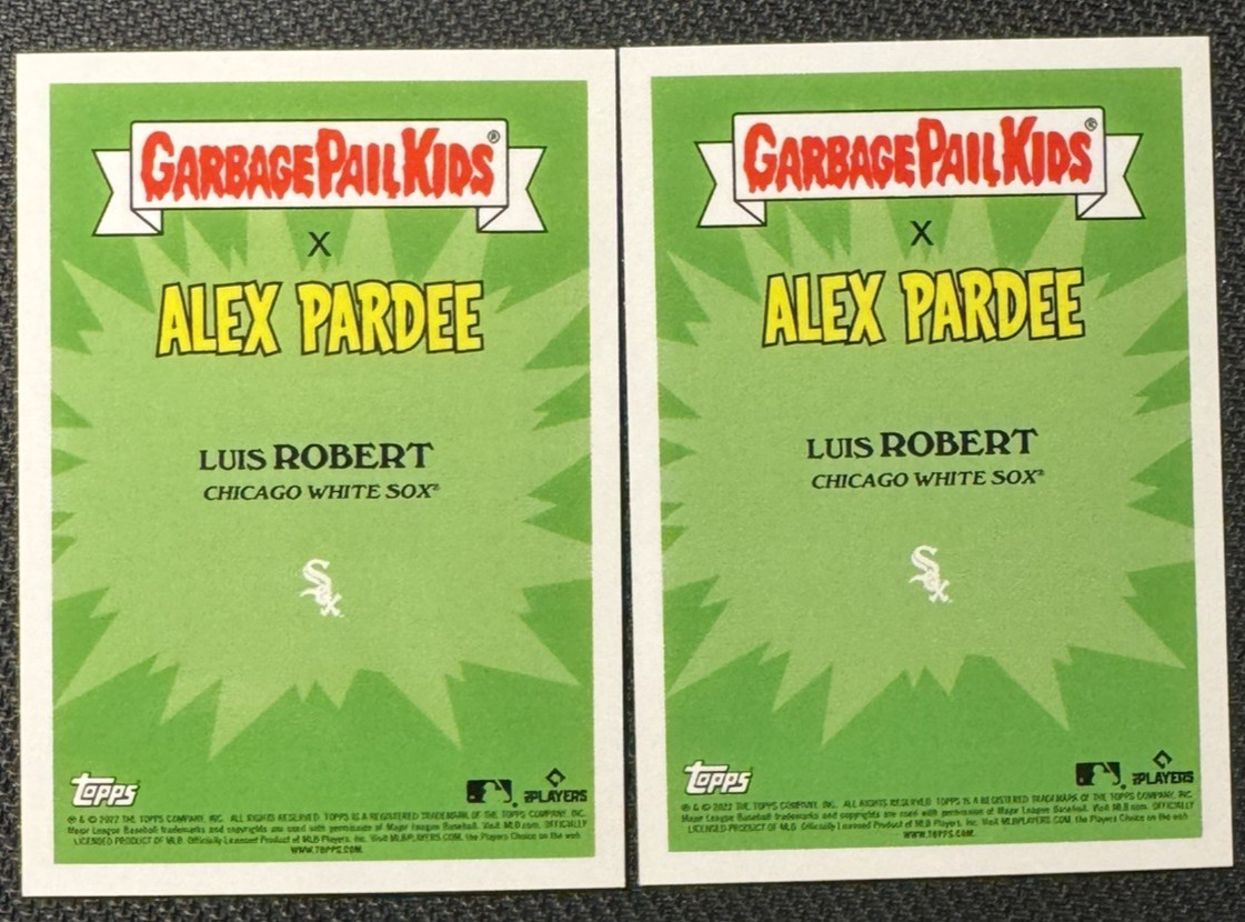 2022 Topps Baseball MLB x GPK Garbage Pail Kids: Series 2 Luis Robert 13a & 13b