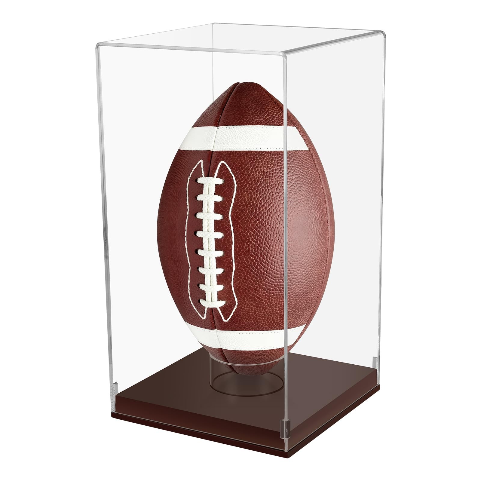 Football Display Case with Wooden Base, UV Protection Clear Acrylic Souvenir …