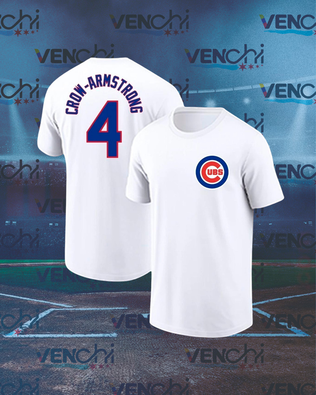 Pete Crow-Armstrong #4 Chicago Cubs Team Name & Number Player SHIRT UNISEX