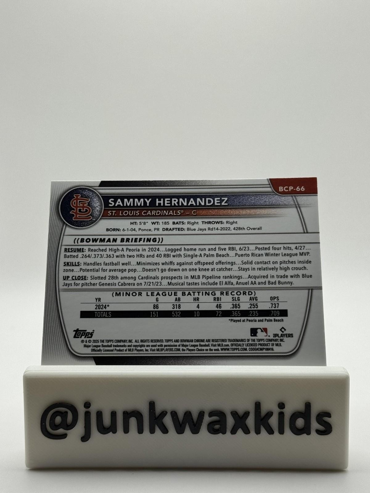 2025 Bowman Chrome #BCP-66 Sammy Hernandez 1st Bowman