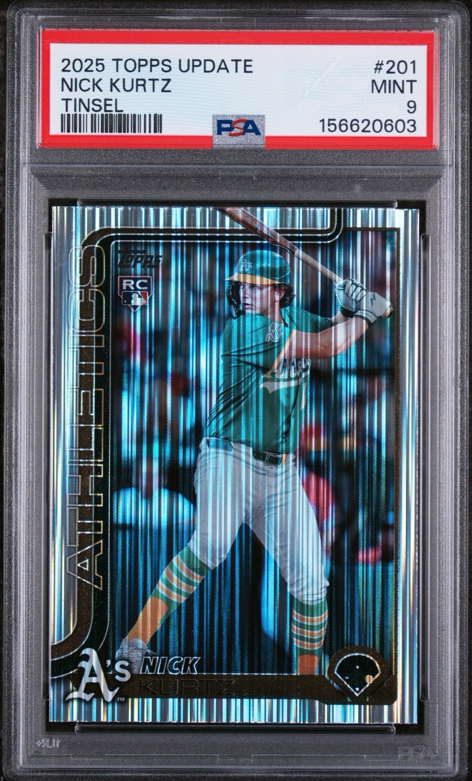 2025 Topps Update – Nick Kurtz #US201 Tinsel Refractor (RC) | PSA 9 | POP 1! 🔥