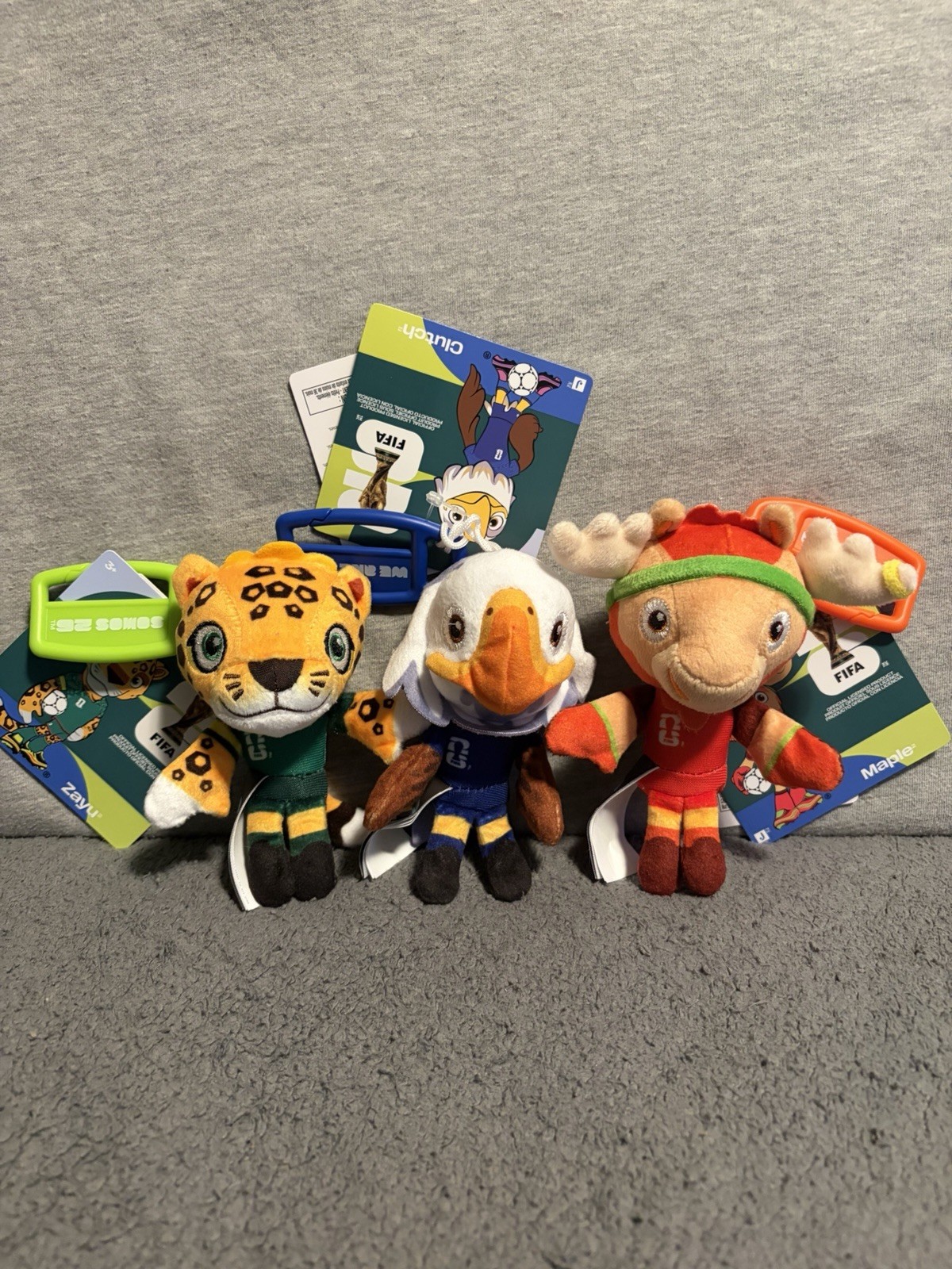 FIFA World Cup 2026 Mascot 4” Plush Keychains Clutch Zayu & Maple Complete Set