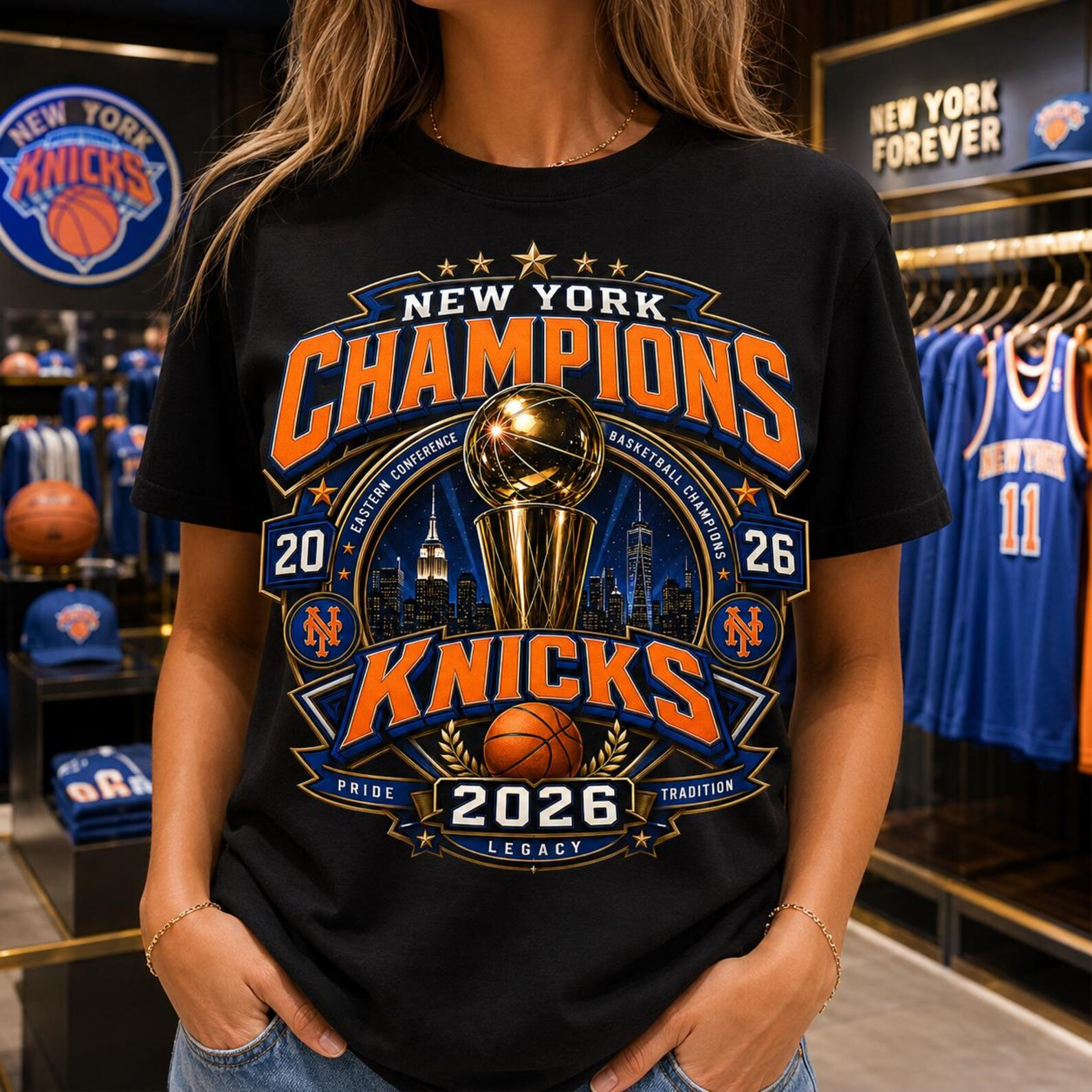 New York Knicks Champions 2026 Shirt, Royal Blue Basketball Fan Tee FREESHIP