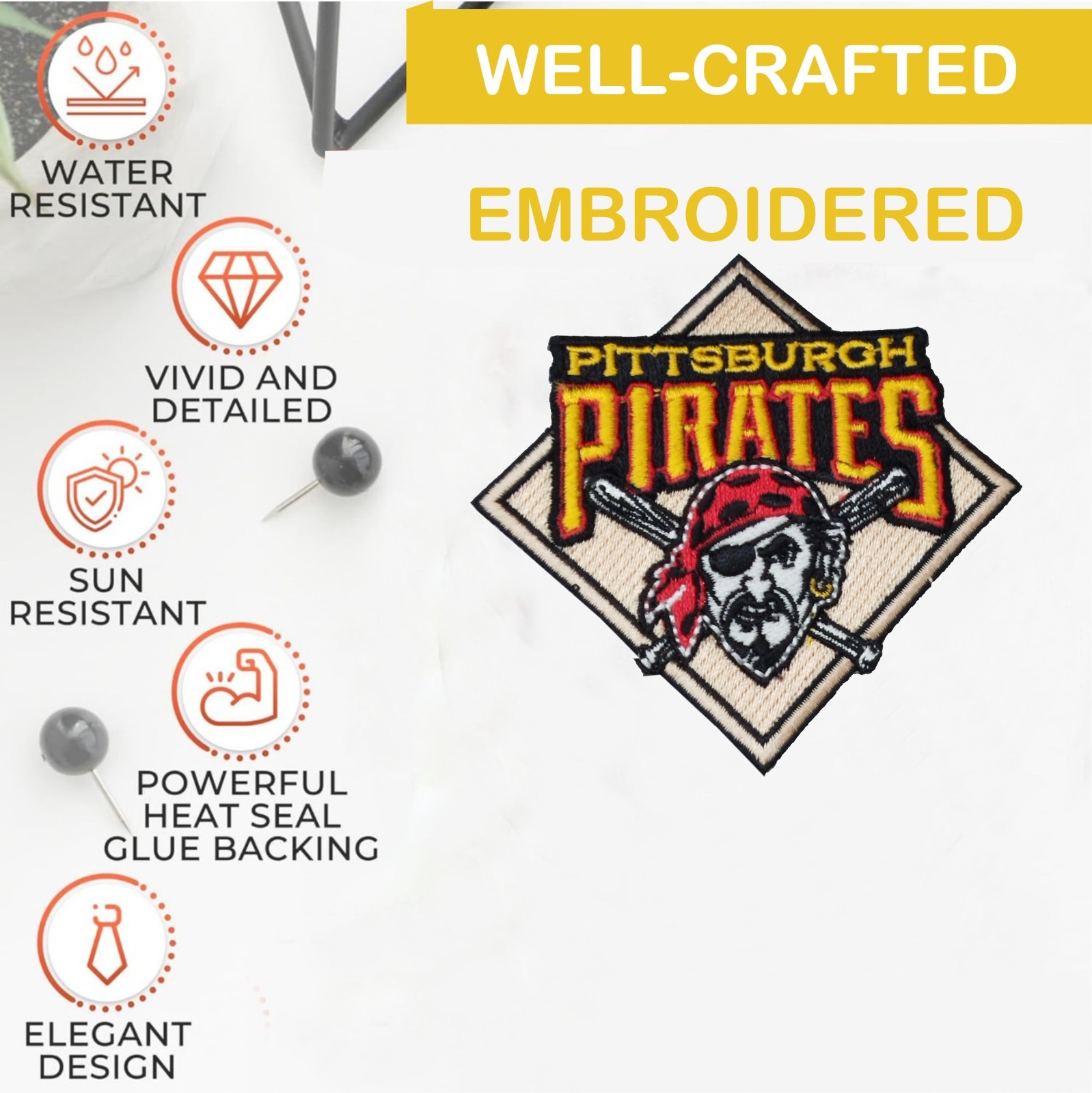 Pittsburgh Pirates MLB Baseball Team Logo Iron On patch-Sew Patch-Embroidered