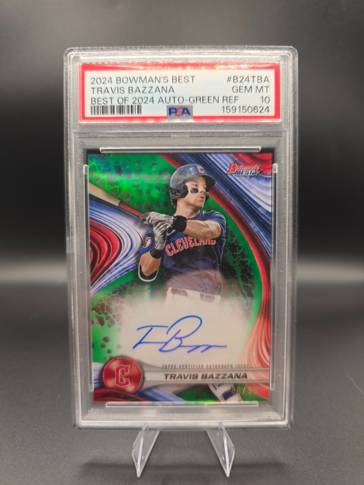 2024 Bowmans Best TRAVIS BAZZANA Best of 2024 Auto B24TBA Green Refractor PSA 10