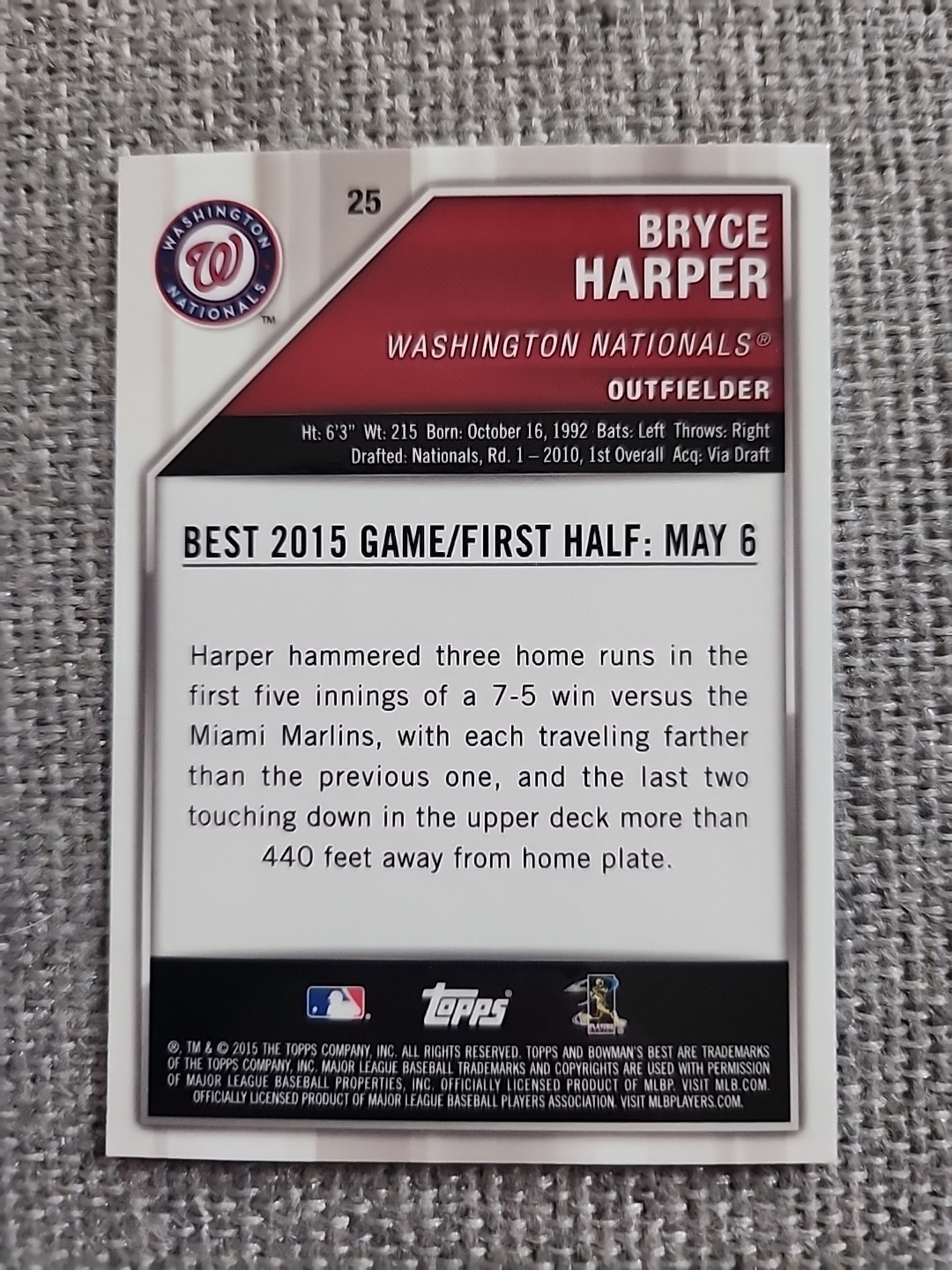 2015 Bowman’s Best – Bryce Harper #25