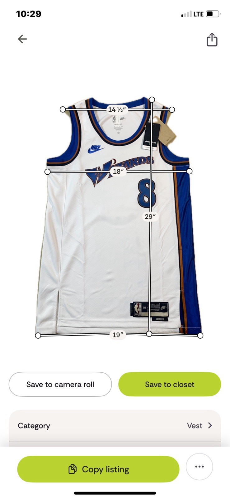 Nike Washington Wizards NBA Swingman Jersey Classic Edition #8 Men’s Small New