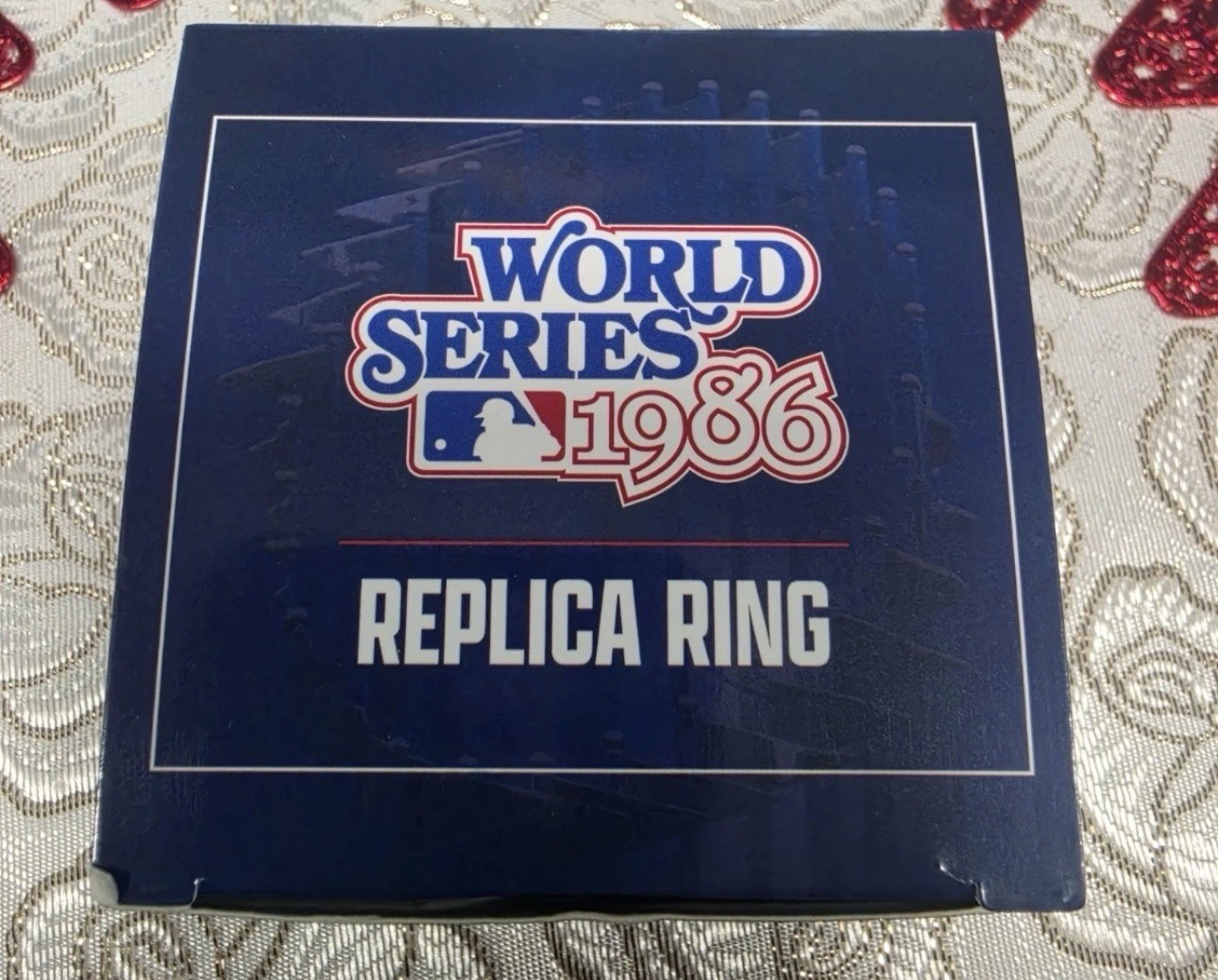 New York Mets 1986 World Series Replica Ring Gold Blue with Display Box