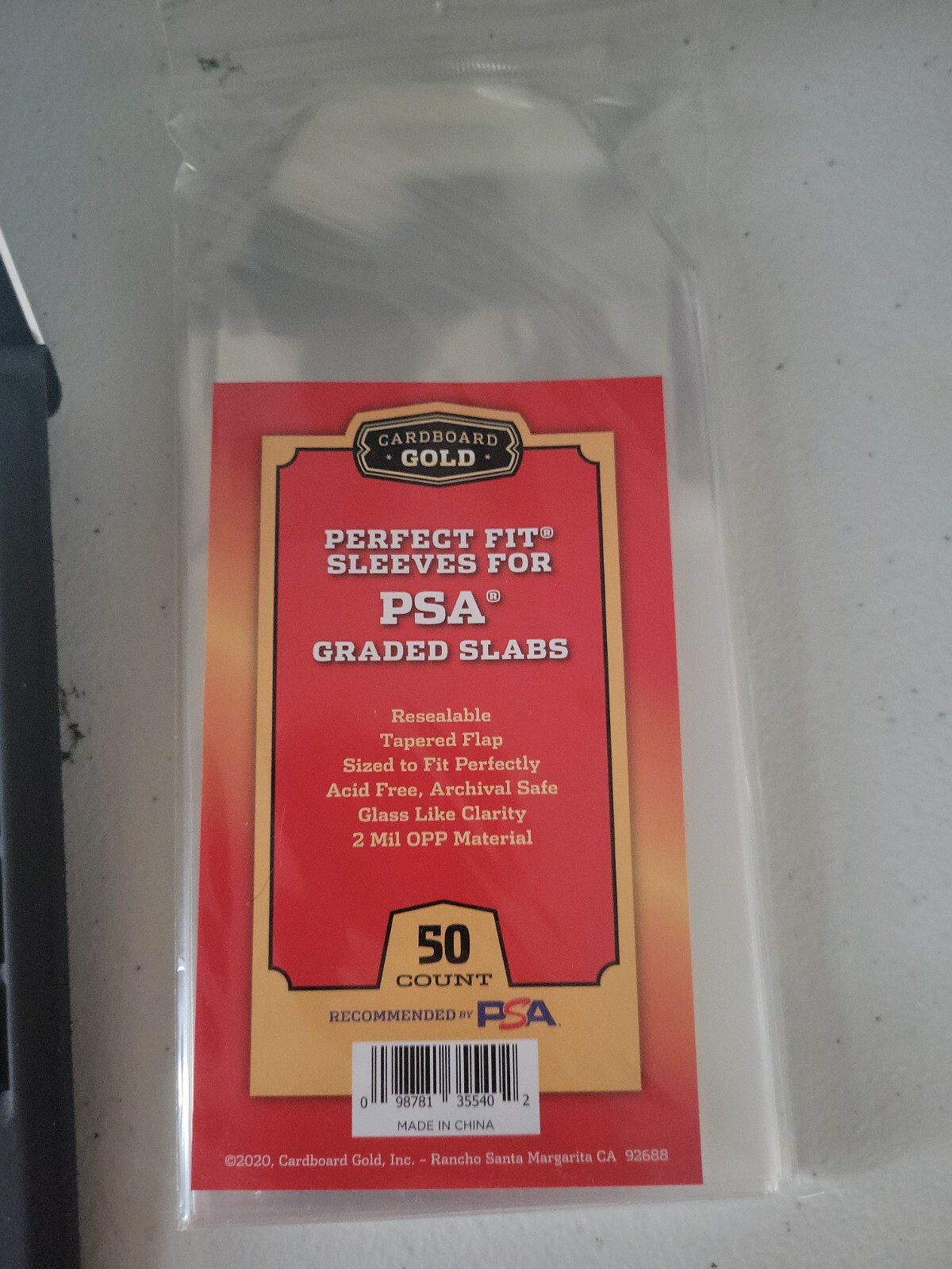 (50) Perfect Fit Sleeves for PSA Graded Slabs Cardboard Gold PSA Logo