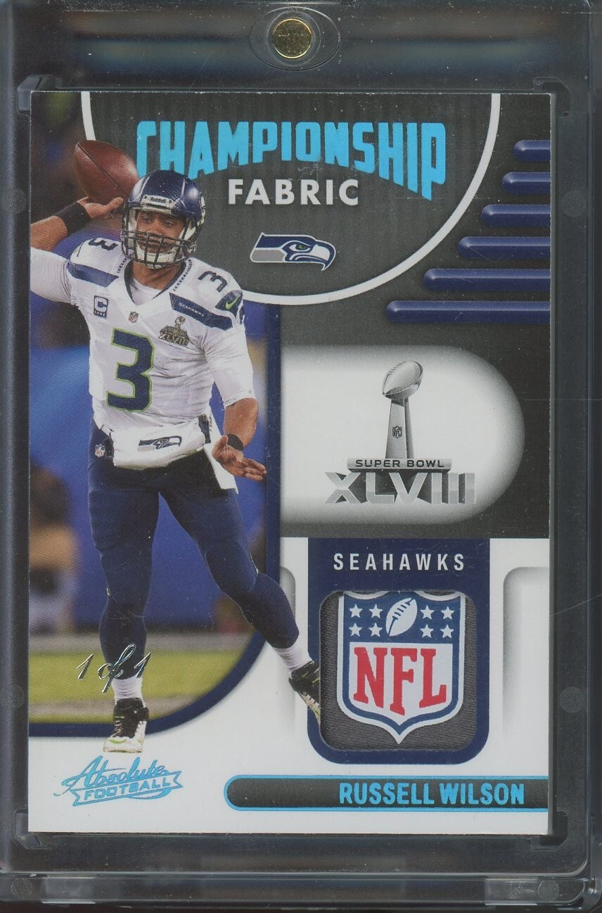 2022 Panini Absolute Russell Wilson #CF-6 Championship Fabric NFL Shield 1/1