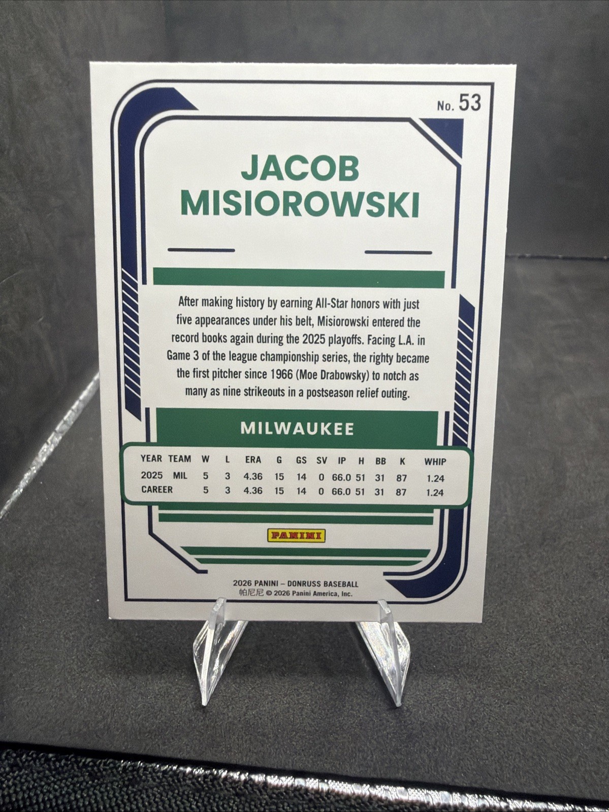 2026 Panini Donruss Baseball – Jacob Misiorowski (RC) #53 – Rockets Parallel