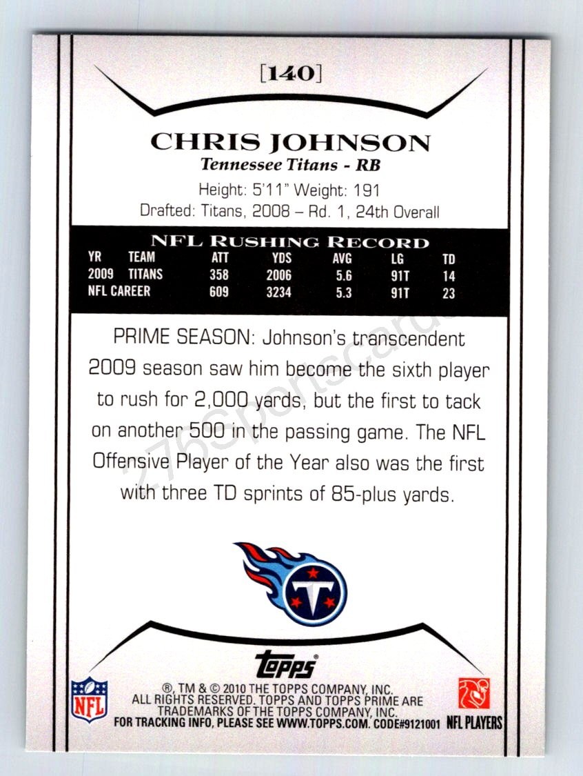 2010 Topps Prime – Chris Johnson #140