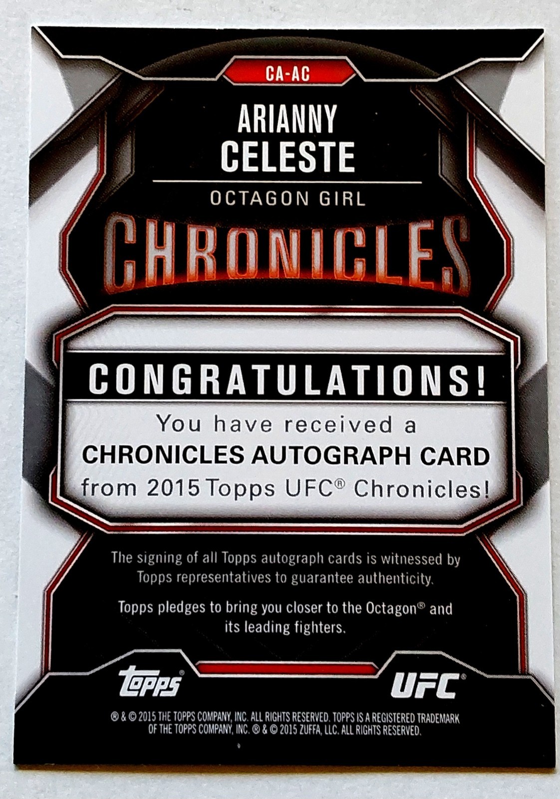 2015 Topps UFC Chronicles Arianny Celeste Autograph Octagon Girl #CA-AC