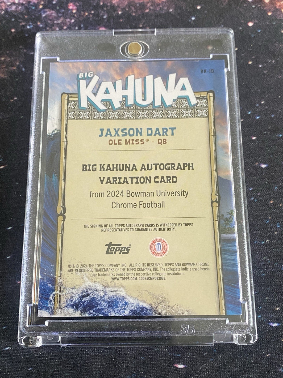 Topps 2024 Bowman University Chrome Big Kahuna On CardAuto Jaxson Dart BK-JD
