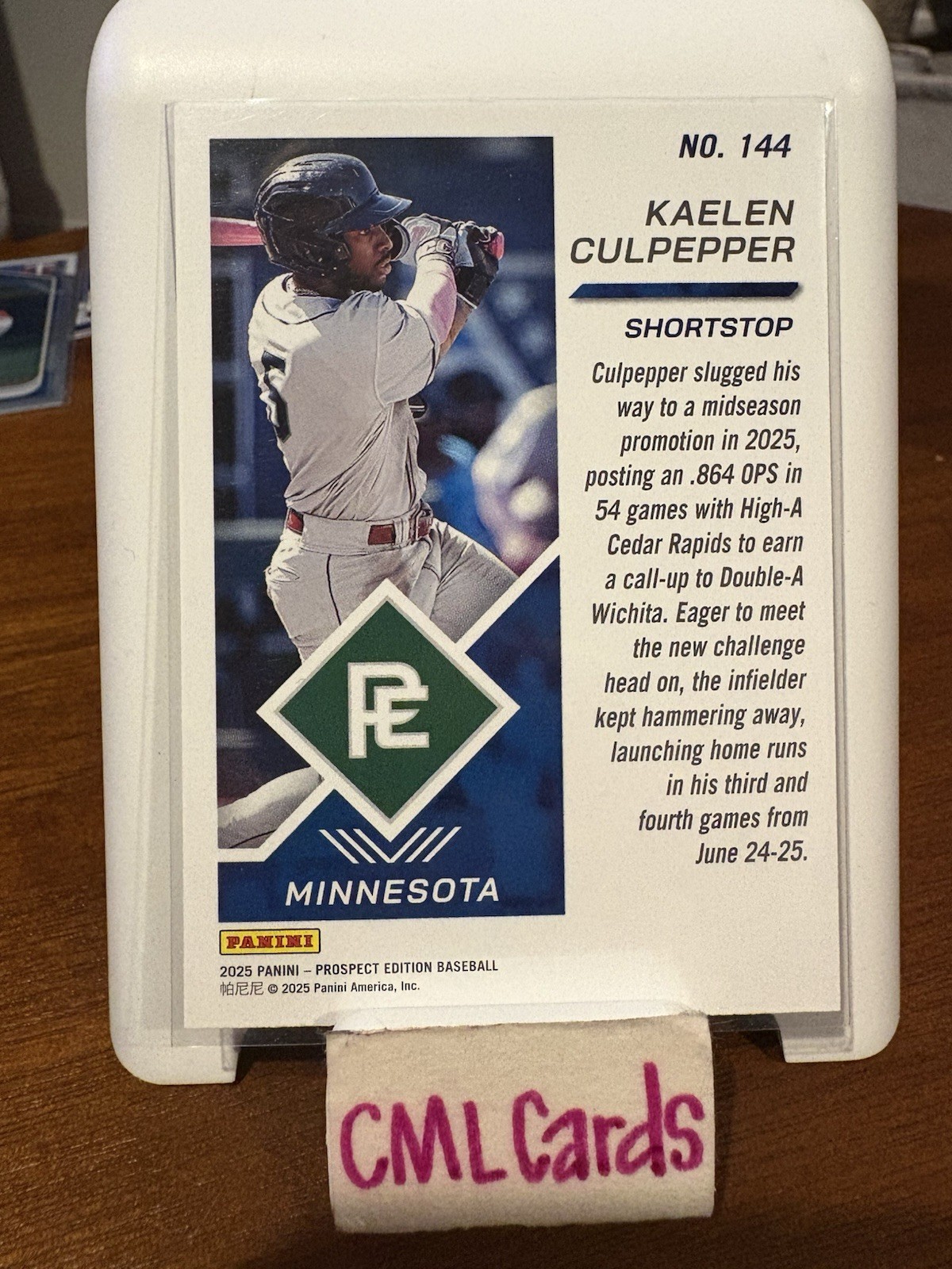 Panini Prospect Edition Kaelen Culpepper Minnesota Twins #144 Serial /299