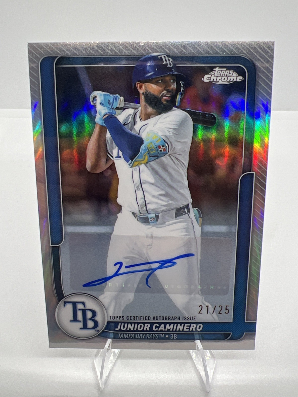 Junior Caminero Auto /25 Topps Chrome Flagship Exclusive 2026 Tamps Bay Rays 24