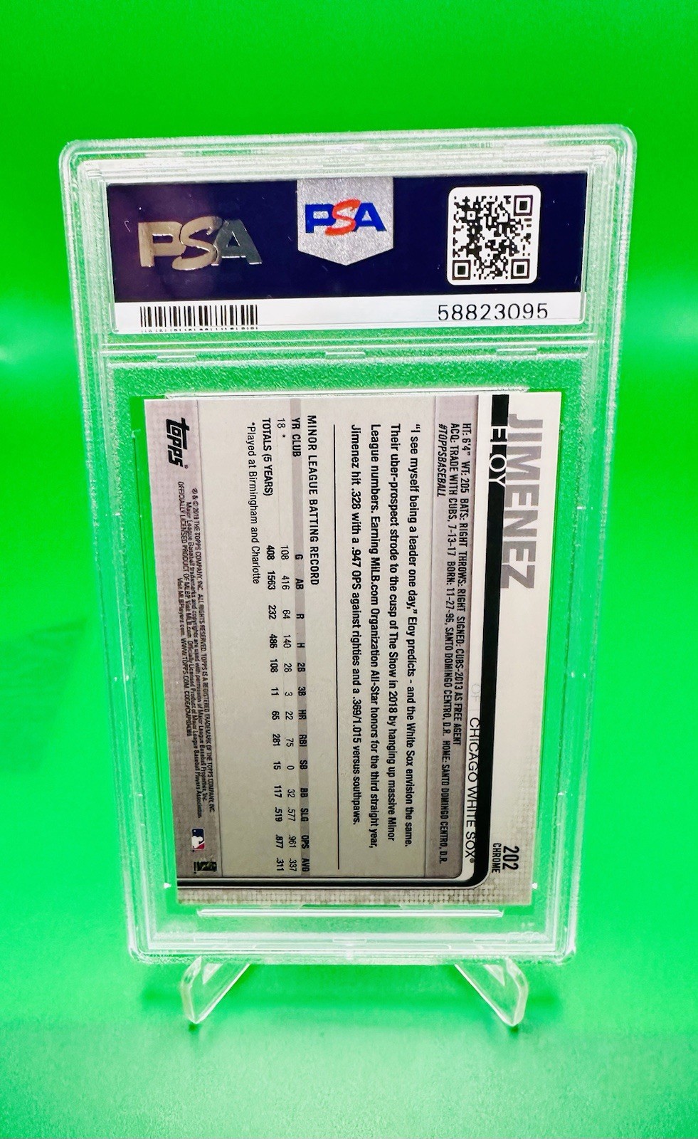 Eloy Jimenez RC PSA10 2019 Topps Chrome SEPIA REFRACTOR #202 Chicago White Sox