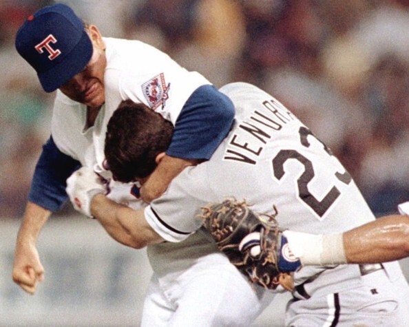 1993 Texas Rangers NOLAN RYAN vs ROBIN VENTURA Glossy 8×10 Photo Baseball Print