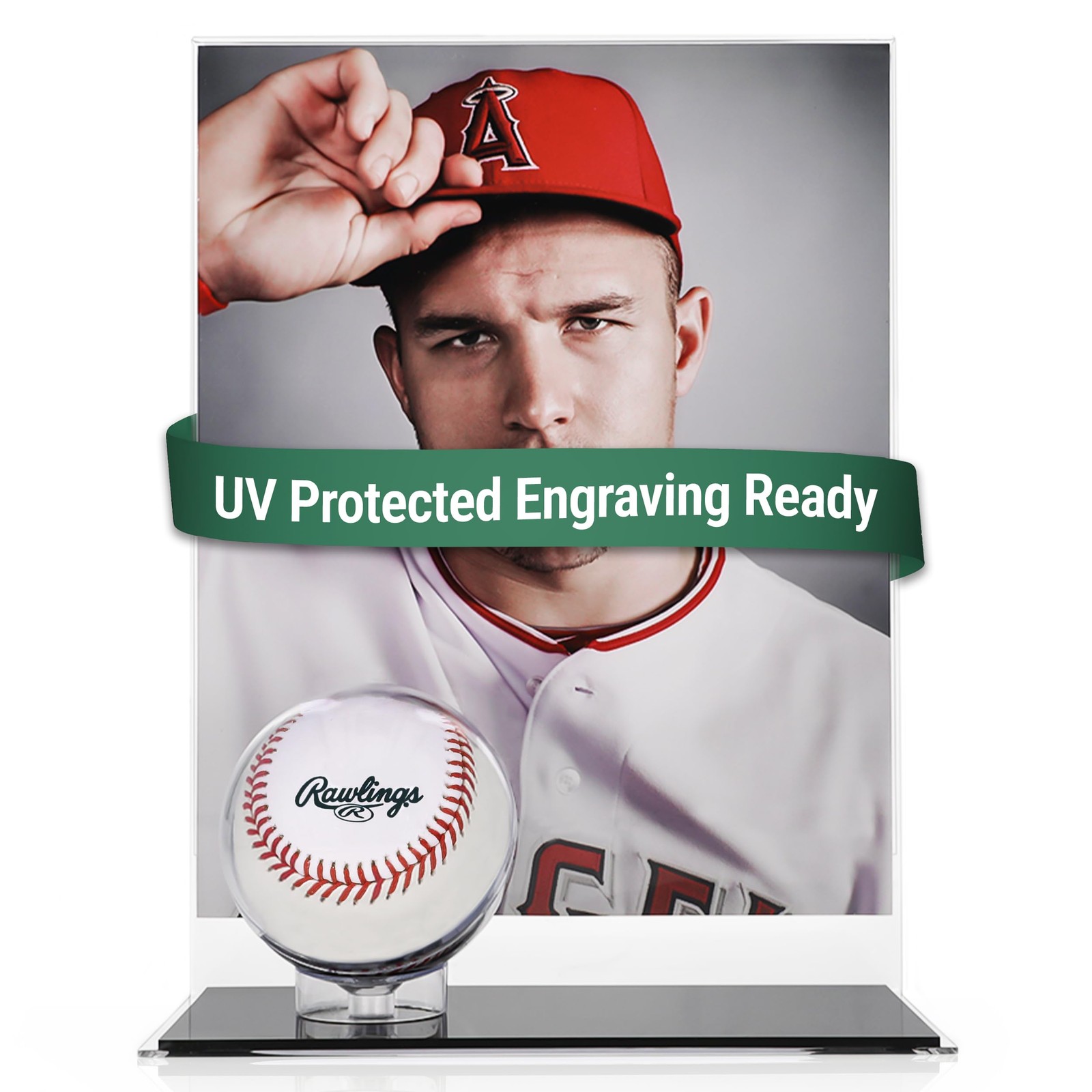 Baseball Holder with Picture Frame – Acrylic Baseball Card Display Case for 8…