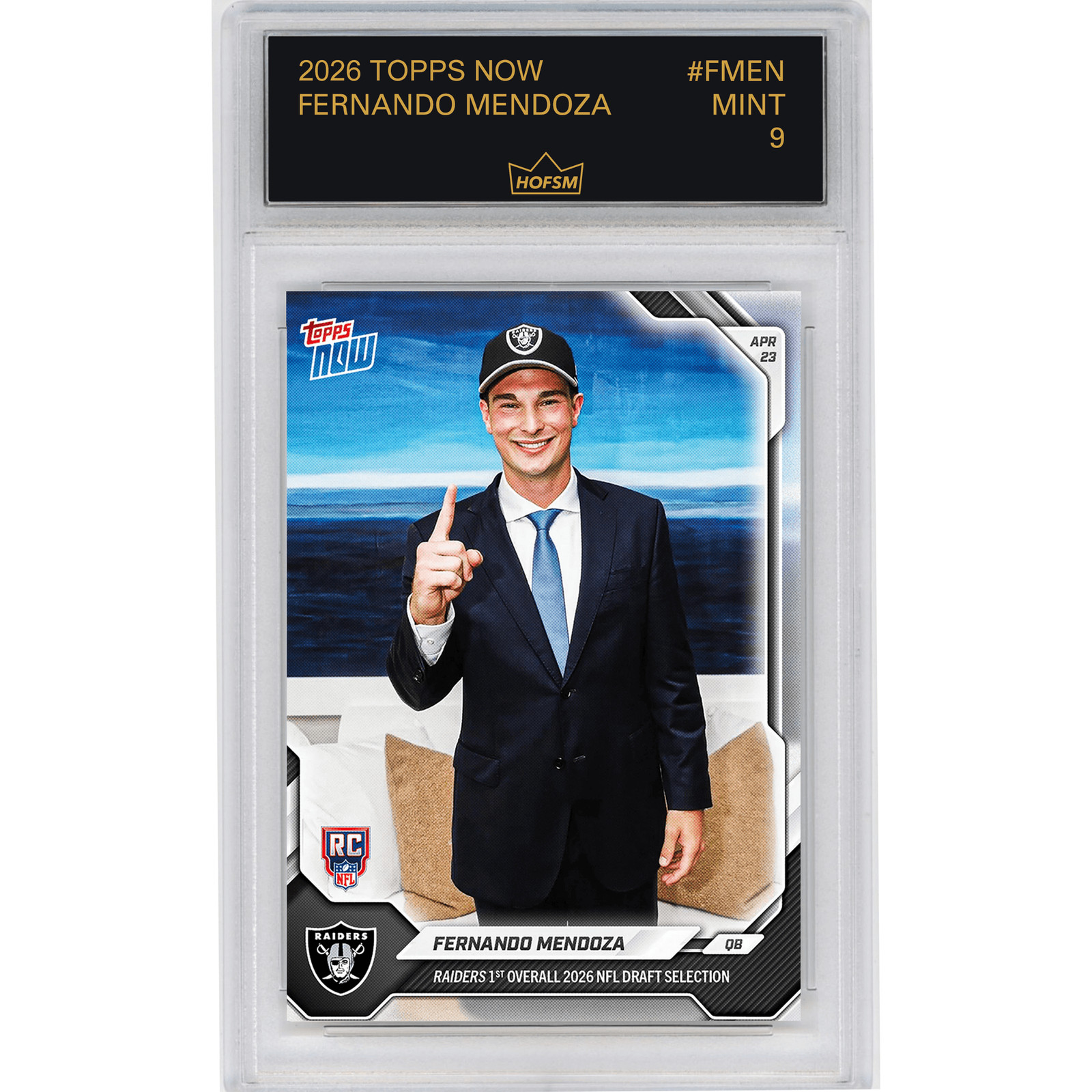 Graded 2026 Topps Now Fernando Mendoza #FMEN Rookie RC Football Card HOFSM 9