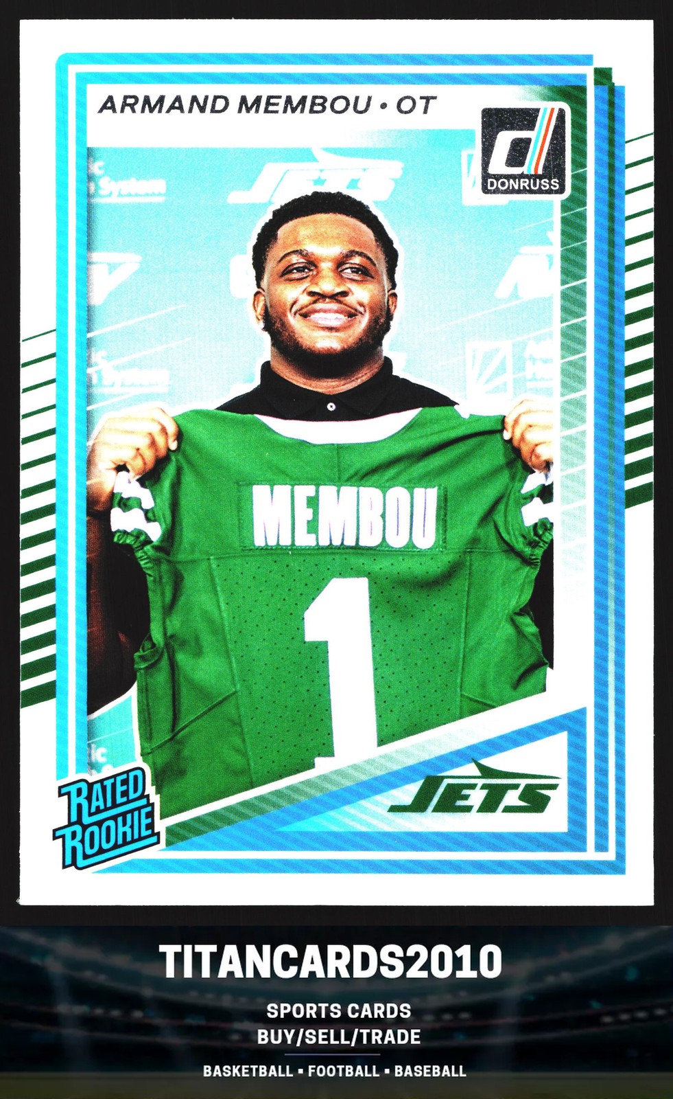 Armand Membou 2025 Panini Donruss RATED ROOKIE RC New York Jets #358