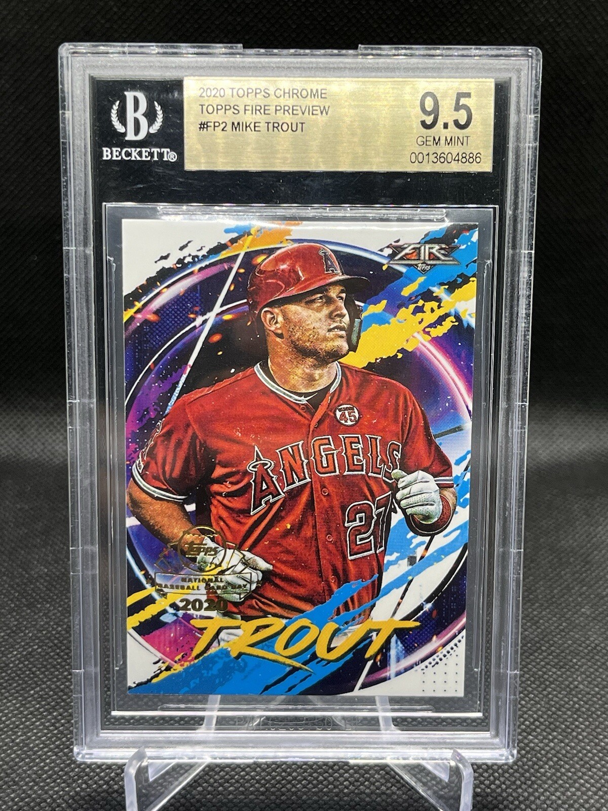 2020 Topps Chrome Mike Trout Topps Fire Preview #FP2 LA Angels BGS 9.5