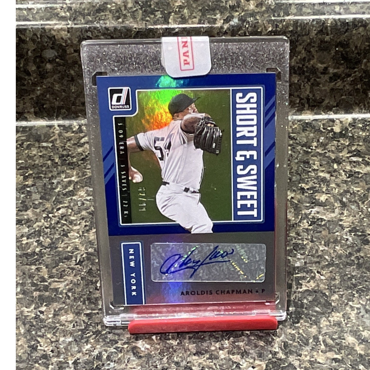 2021 Panini Donruss Aroldis Chapman Short & Sweet Autograph /99 #SSS-AC Yankees