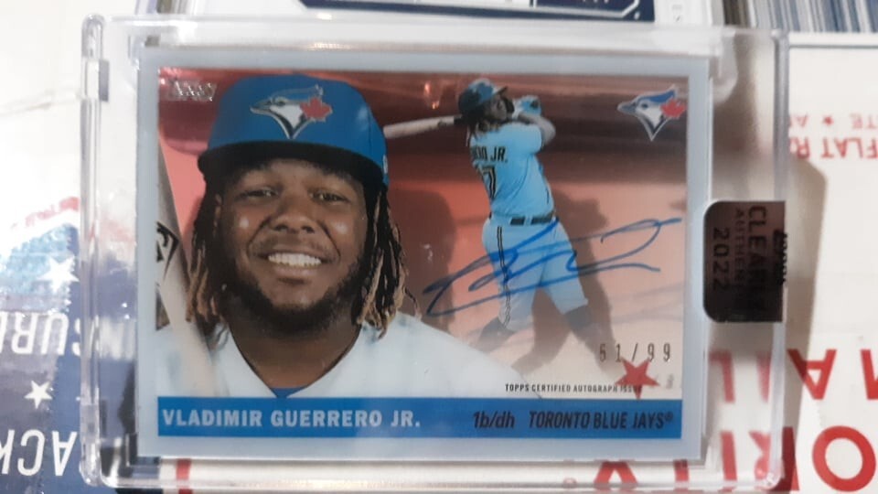 2022 Topps Clearly Authentic Blue Auto Autograph Vladimir Guerrero Jr 51/99 RAW