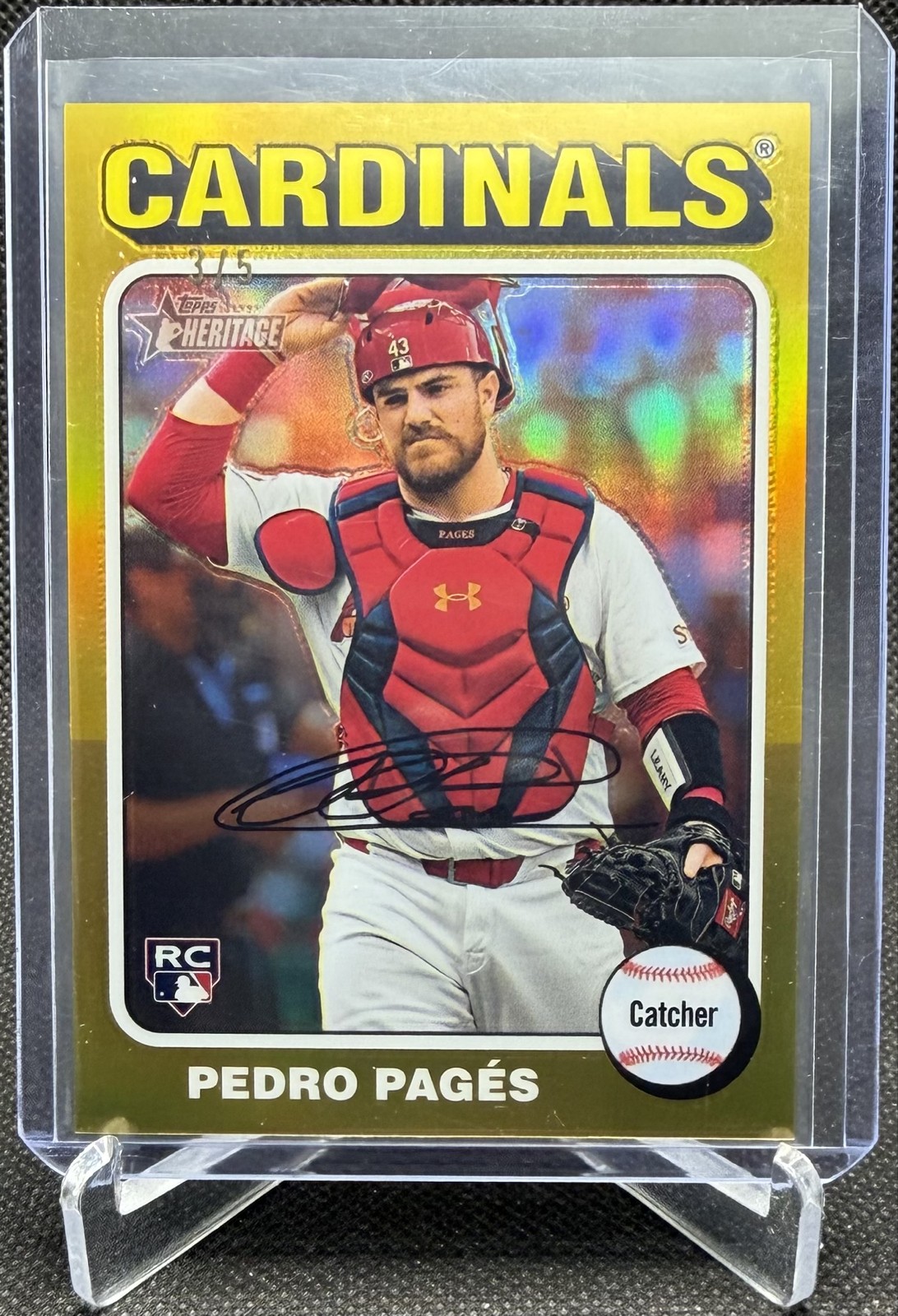 2024 Topps Heritage High Number Pedro Pages #704 Gold Chrome /5 SP RC Cardinals