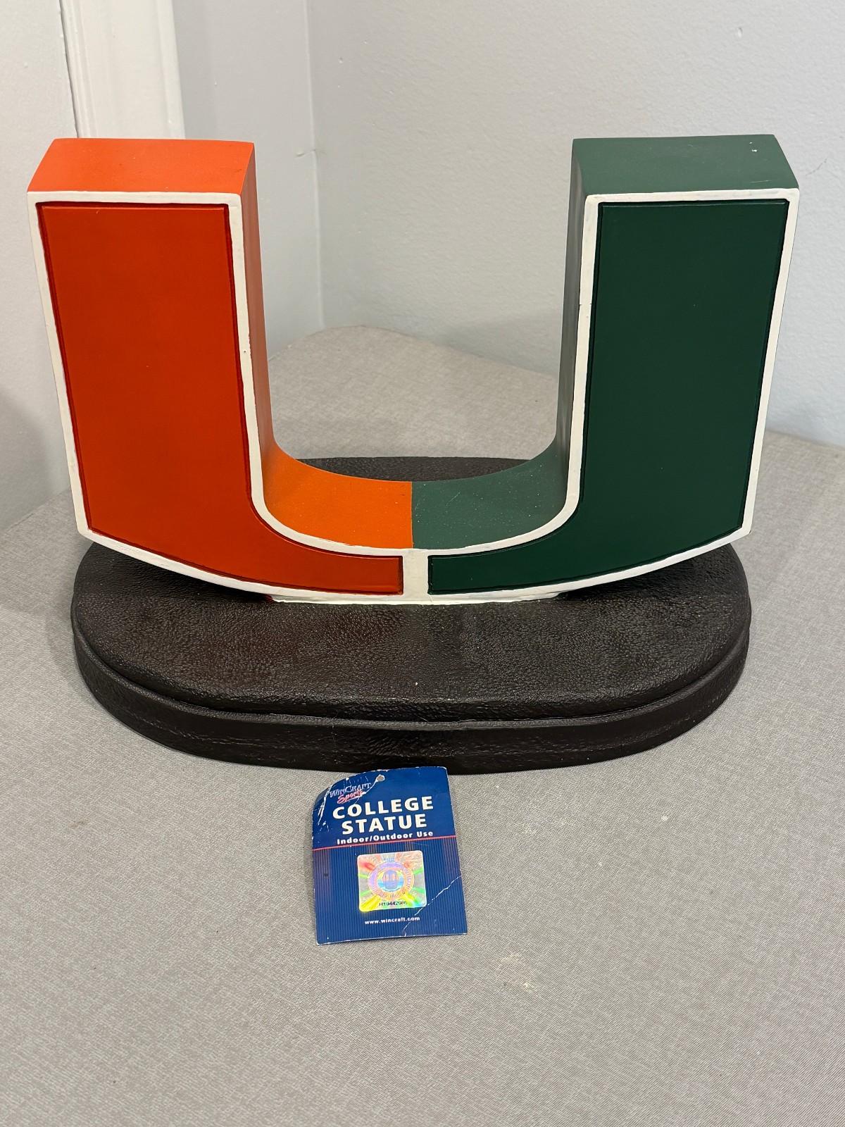VTG WinCraft Miami Hurricanes THE U Logo Resin Solid Statue Figure HEAVY 9 lbs!