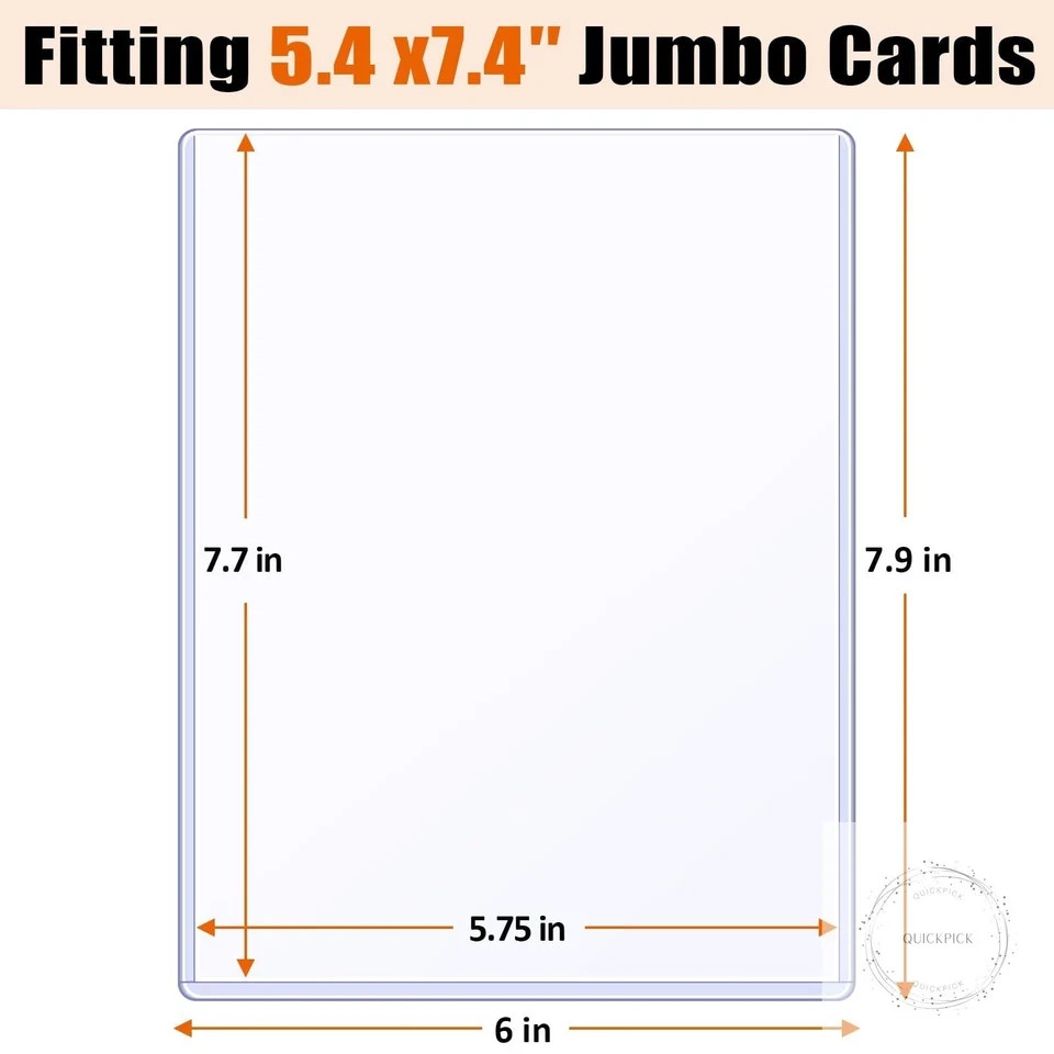 Jumbo Card Hard Sleeves, Top Loader for 5.4×7.4″ Jumbo Card -12 Pack