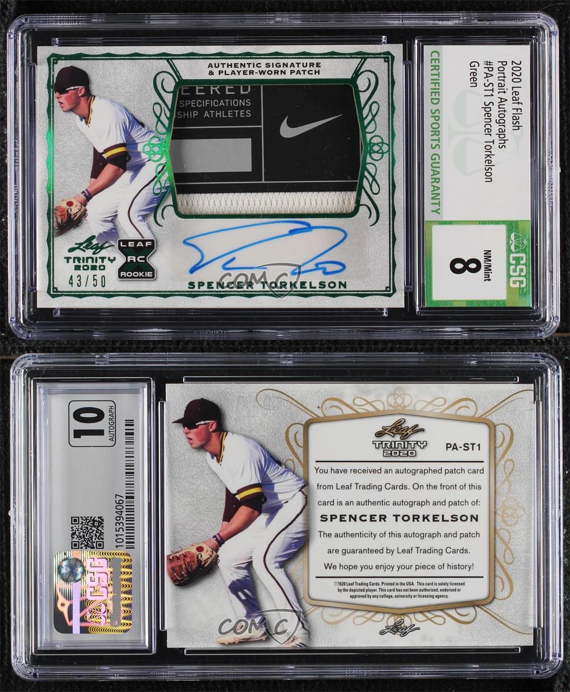 2020 Leaf Trinity Patch Green 43/50 Spencer Torkelson #PA-ST1 Patch Auto 02d2