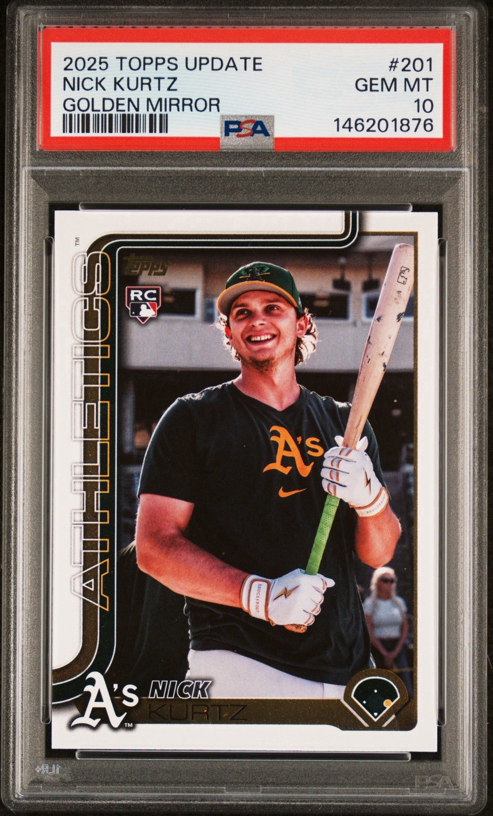 2025 Topps Update Golden Mirror Image Variation US201 Nick Kurtz PSA 10 SSP POP2