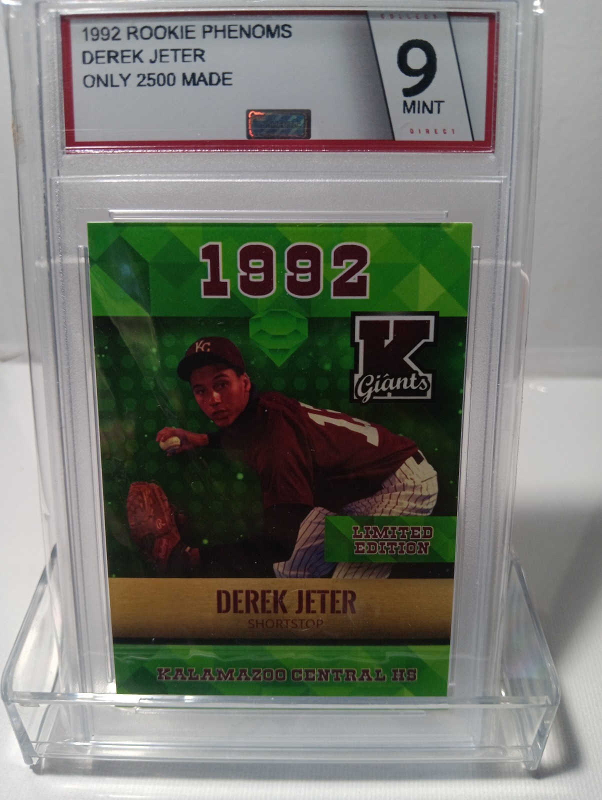 1992 Rookie Phenoms Kalamazoo High School Derek Jeter Rookie Card /2500 Mint 9