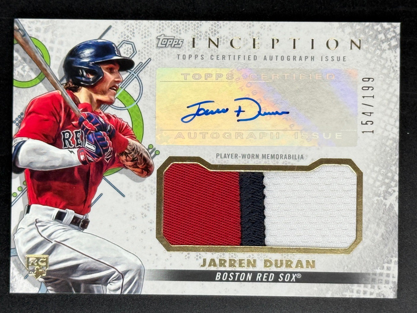 2022 Topps Inception Jarren Duran Boston Red Sox Auto Patch RC #IAP-JD /199