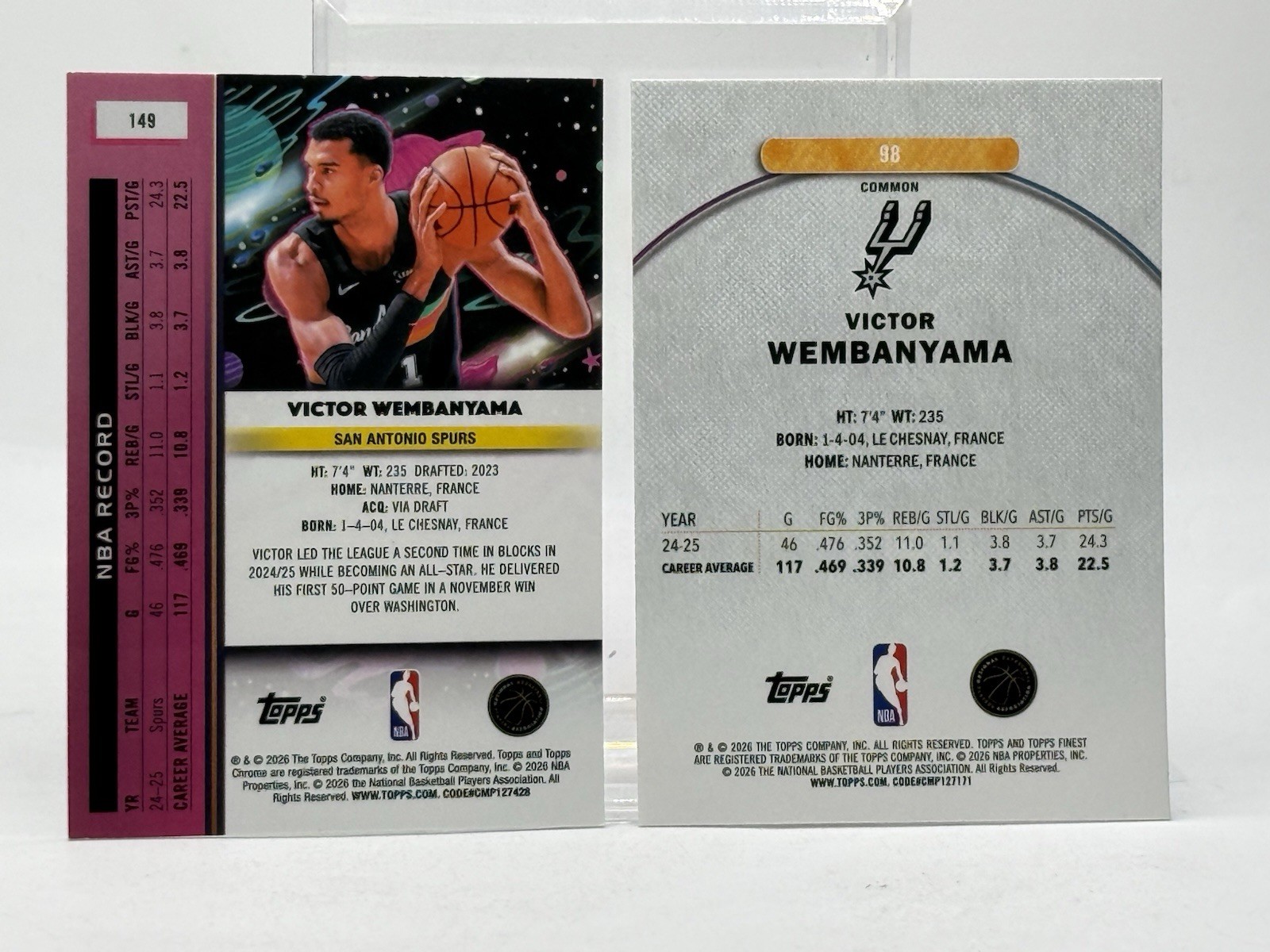 2026 Topps Chrome Cosmic #149 / Topps Finest Common #98 – VICTOR WEMBANYAMA