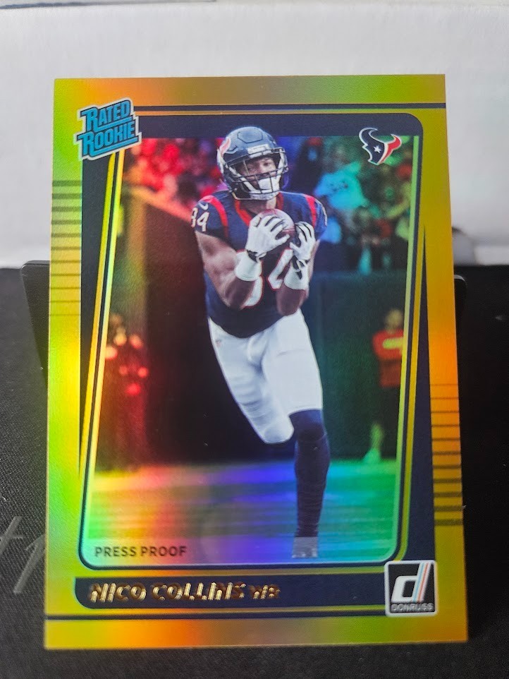 2021 Donruss Nico Collins Rated Rookie Press Proof Premium Gold Holo #280 Texans